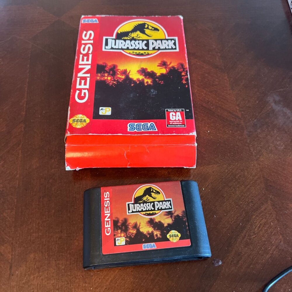 Jurassic Park Sega Genesis Game With Box  Classic Retro Gaming‎ Collectible